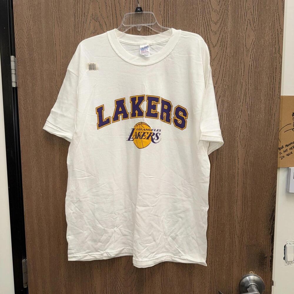 Vtg 90S Lakers Logo White T-Shirt W Tag
